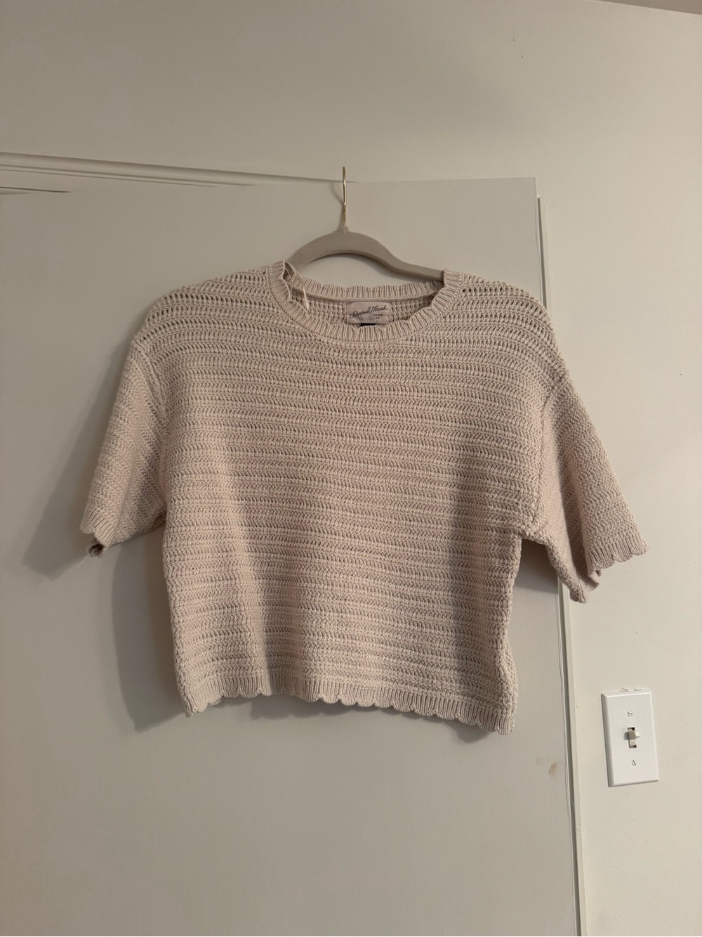 Universal Thread Cream Cropped Knit Short-Sleeve Sweater